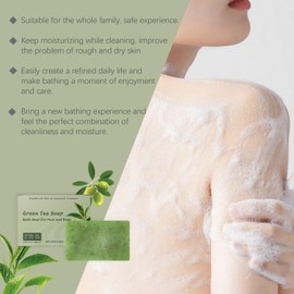 ISBEAUSOLS Green Tea Soap Bar,Organic Bath Soap,Natural Exfoliating Soap for Skin Care, Facial Cleanser and Body Moisturizer for Women,Pore Cleaner for Acne,Hyperpigmentation,Smooth Skin,Dask Spot Remover,100g