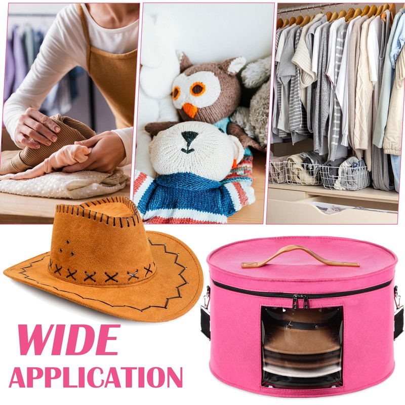 Suzile 4 Pack Large Round Foldable Felt Hat Box for