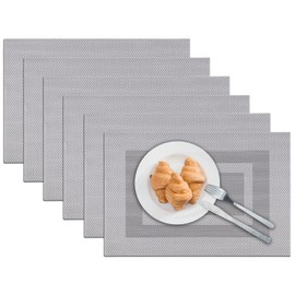 marysgift Place Mats Set of 6 Heat Resistant Table Mat Washable Non Slip Resistant Kitchen Party Restaurant Hotel Easy to Clean, Gray