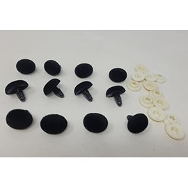 Zim's 17mm Oval Fuzzy Flocked Plastic Safety Nose for Craft Toy Animal (Pack of 12)