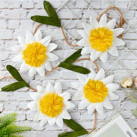 Easy Joy 6.6ft Daisy Paper Flower Party Decorations Banner Artificial Daisies Flower Garland Hanging Spring Floral Party Banner for Home Wall Decor Birthday Backdrop