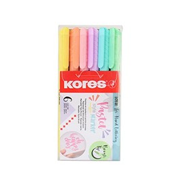 Kores - Estilo pastel: rotuladores de punta de pincel en colores pastel, punta de pincel flexible y suave, tinta a base de agua, ideal para dibujar, decorar y letras, juego de 6 (21462)