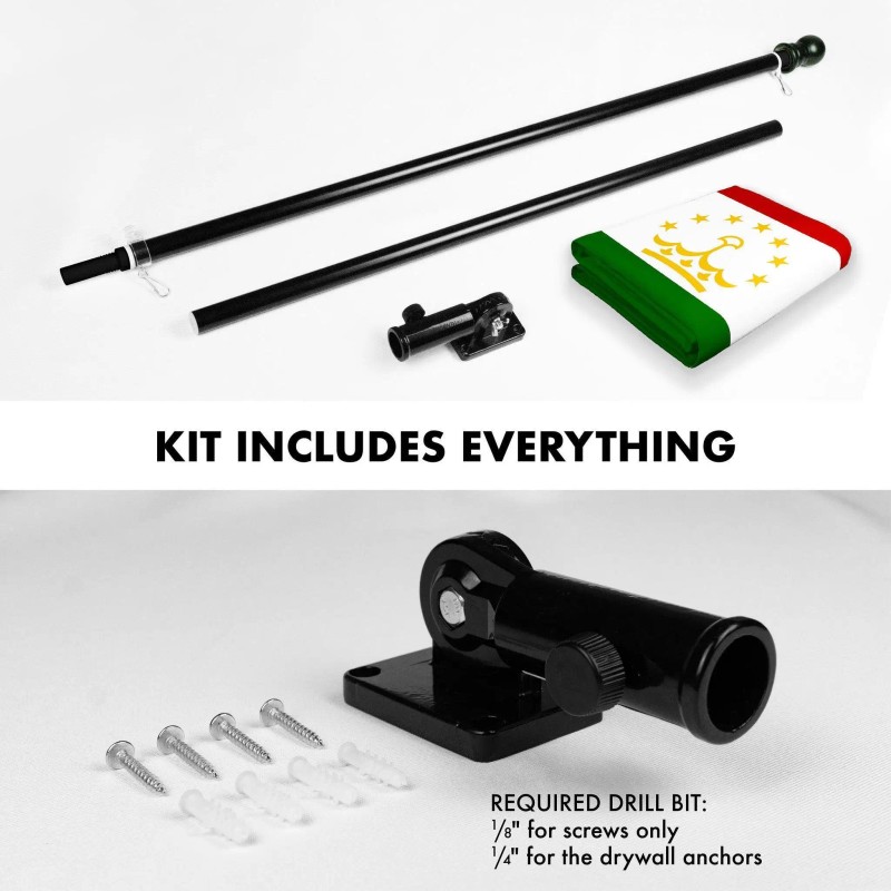 UD_G128 Combo Pack: 6 Ft Tangle Free Spinning Flagpole (Black)