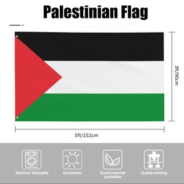 Palestinian Flag 90 x 150 cm - Palestinian Large Flag with Brass Eyelets Palestinian Flags with Double Sewing Thread 3 x 5 Feet