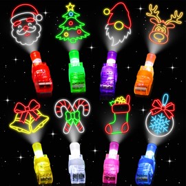 Christmas Party Favors, 32 Finger Lights Goodie Bag Stuffers for Kids, Bulk light Up Small Christmas Toys Stocking Stuffers Fillers, Classroom Favors Gifts Prizes for Student Treats Supplies