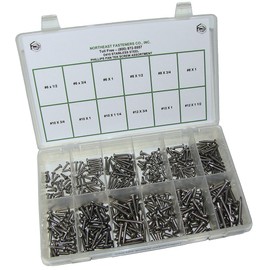 NEF Self Drilling Tek Screw Assortment, Stainless Steel Phillips Pan Head Drill Point Screws, 345 Pieces