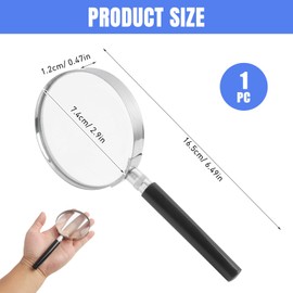 Magnifying Glass for Reading - Handheld Magnifier with Real Glass Lens, Strong Magnification, Lightweight Design ，for Seniors, Jewelry Inspection, and Hobbyists