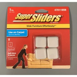 Super Sliders Waxman Super Sliders Self-Stick, Square Heavy Furniture Sliders Carpet (4 pack)