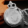 Tiong Silver Color Hollow Right Locomotive Design Mechanical Pocket Watch,