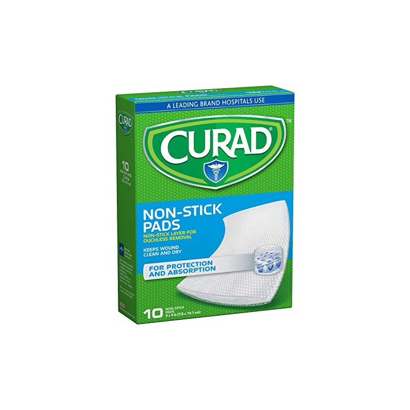Curad Medium Non-Stick Pads 3 Inches X 4 Inches 10