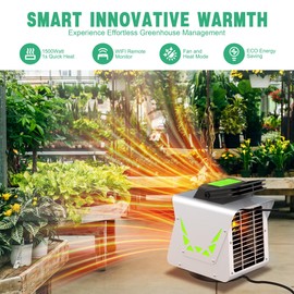 Kiroto 1500w Greenhouse Heater,with APP Remote Control, Portable Outdoor Winter Heater With Thermostat For Plants & Vegetables Grow Tent, Smart Safe