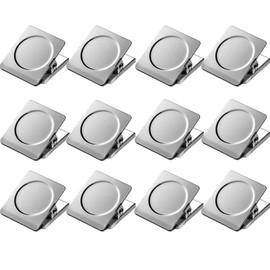 Magnetic Clips, Extra Strong Magnets with Clip Magnetic Clips for Blackboard, Fridge Whiteboard, 31 mm Small Magnetic Clip, Magnetic Board, Stainless Steel Magnetic Clips, Pack of 12