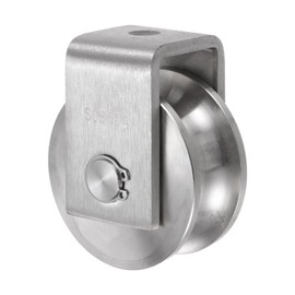 uxcell U Groove Wheel Pulley 304 Stainless Steel, 2.7" Dia Track Wheel Pulley Block Loading 2000lbs for Sliding Gate, Industrial Machines, Groove Width 0.87"