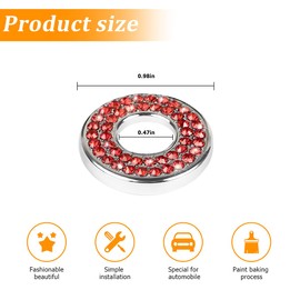 TSUGAMI 4 Pcs Bling Car Inner Door Lock Covers, Crystal Pull Rod Bolt Stickers, Sparkly Rhinestones Auto Door Bolt Decorations, Vehicle Lock Pin Cap Decors for C Class C200L GLC260 C260L (Red)