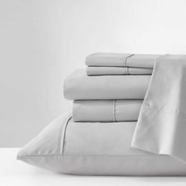 Kenneth Cole - Solutions King Sheets, Soft Recycled Polyester 6-Piece Bedding Set, Wrinkle-Resistant and Cooling Finish, Oeko-Tex Certified (Solid Grey, King)