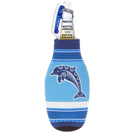 Dolphin Beer Bottle Sleeve Cooler, Dolphin Set with Bottle Opener, Fun Zip up Jacket Coolers - Classic Thick Neoprene Fit Beer Sleeve Gifts for Men, Novelty Dolphins Gifts for Birthday, Secret Santa