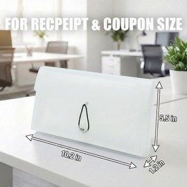 Gtheimn Portable 13-Pocket Receipt & Coupon Organizer, Small Expanding Accordion File Folder with Labels, Long Ticket Size Holder for Bills, Checks, and Travel Documents (10.2" x 5.5"), White