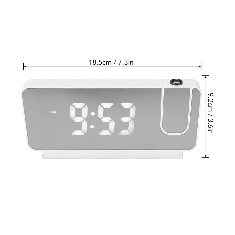 LED Projection Alarm Clock for Bedroom, Digital Clock with 180°