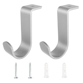 Soportes para barra de cortina para montaje en techo, soporte para barra de 1 pulgada de diámetro, juego de 2, color plateado