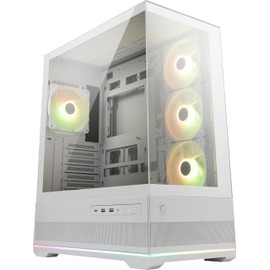 MSI MAG PANO 110R PZ White - Mid-Tower Gaming PC Case - Tempered Glass Side Panel - 3 x 120mm ARGB Fans - Liquid Cooling Support up to 360mm Radiator - Mesh Panel for Optimized Airflow