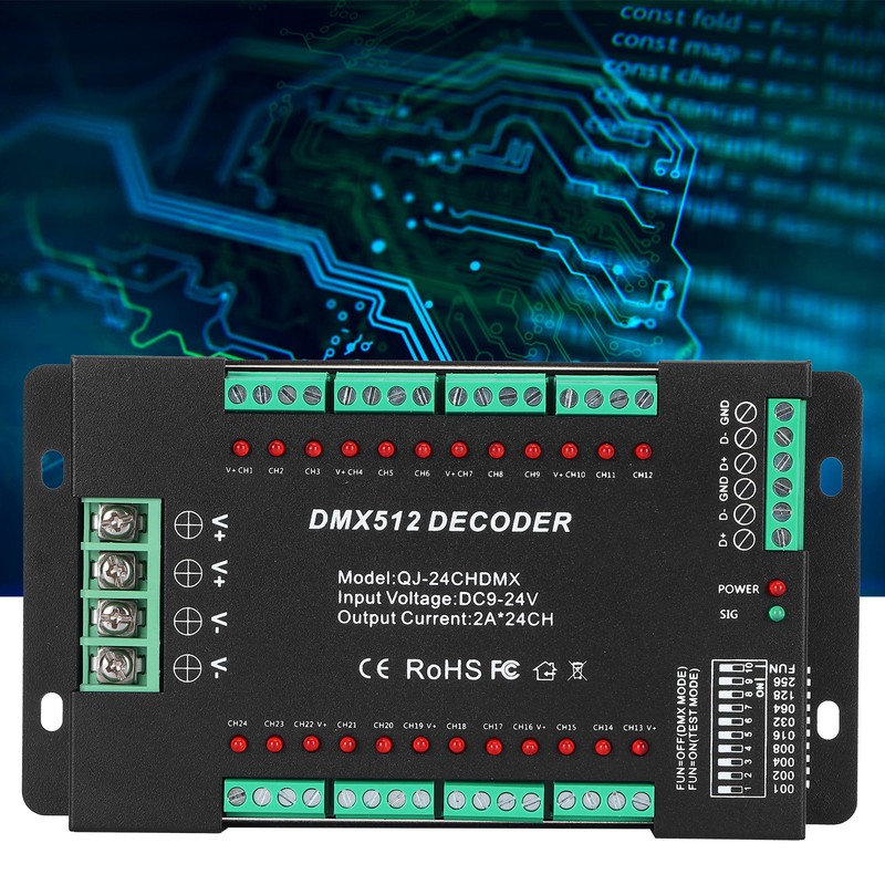 24 Channel DMX512 Decoding Controller LED Color RGB Strip Lights