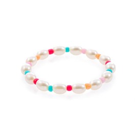 Dmaiy Stretch Pearl Bracelet Colorful Beaded Bracelets Boho Chunky Pearl Bracelet Strand Jewelry for Wedding Bride Party Gift