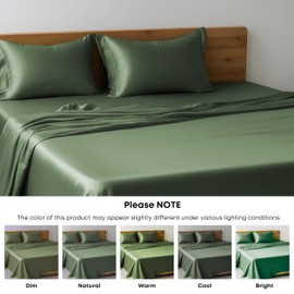 LINENWALAS Nur Bettlaken aus veganem Bambus, weichste, seidige, coole Bambus-Bettwäsche, nur Bettlaken, Einzelbettgröße, luxuriöses Bettlaken, perfekt für die Haut (180 x 274 cm, Avocado-Grün)