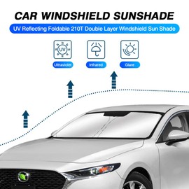 KUST Custom Fit Windshield Sun Shade for Mazda 3 Accessories 2019-2024 2025 Mazda3 Hatchback/Sedan Window Shade Cover Sun Visor Foldable Blocks UV Rays Keep Your Car Cooler