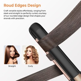 Yeshuai Ceramic Flat Iron, Hair Straightener & Curler, 12 Adjustable Temp & Dual Voltage Hair Straightener for Women for Smooth, Frizz-Free Styling, for All Hair Types (Rose Gold)