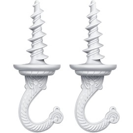 Ripeng 2 Pieces 40mm/1.57 Inch Swag Ceiling Hooks Wall Hook Heavy Duty Swag Hook Indoor Outdoor for Hanging Plants Chandelier (White)