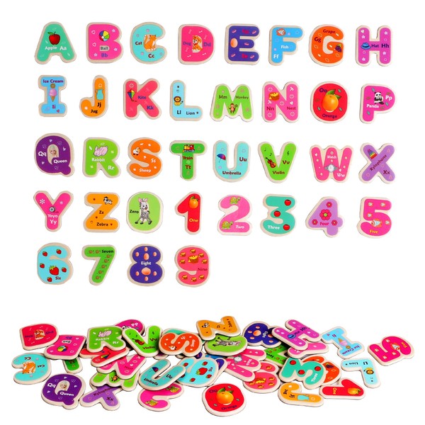 2-Set 72 Pieces of Wooden magnetic letters and numbers -