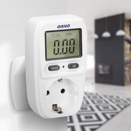 Orno WAT-419(GS) Electricity Meter for Socket, Energy Cost Meter with LCD Screen, Maximum Power 3680 W, Energy Meter