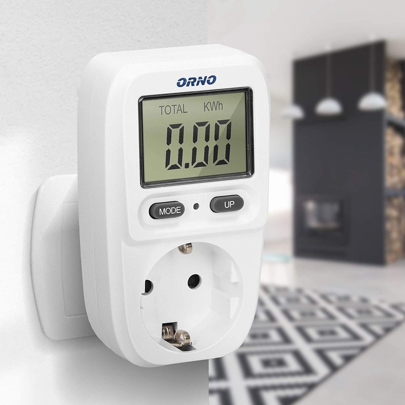 Orno WAT-419(GS) Electricity Meter for Socket, Energy Cost Meter with