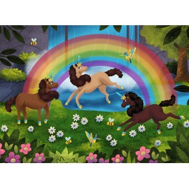 Ceaco - April Showers - Afro Unicorn - Unicorn Magic - 100 Piece Jigsaw Puzzle