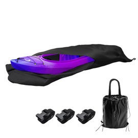 Pastlla 420D 13 ft Kayak Cover Canoe Cover Paddle Board Cover Waterproof Boat Storage Cover Outdoor for Fishing Boat, Kayak, Canoe, Black