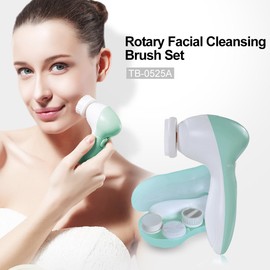 TOUCHBeauty Portable Facial Brush Set with Case & 3 Spin Brush Heads, 0.055mm Deep Pores Cleansing Bristle, Soft Silicone Massager Brush Face Exfoliator Brushes, Mini Travel Size Battery Powered