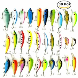 Unbranded 30PCS Kinds of Fishing Lures Crankbaits Hooks Minnow Baits Bass Tackle Crank Set