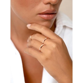 925 Sterling Silver Rose Gold Plated High Polished Simple Delicate Thin Stackable Thumb Midi Pinky Ring, 2mm Comfort Fit Classic Dome Wedding Band Ring for Women Size 9