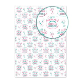 Brainbox Candy - 2 Sheets of Funny 'Time For Drinkypoos & Boogie Shoes' Birthday Wrapping Paper - Wrap For Her Girl Friends Besties - Folded, Quality Wrap