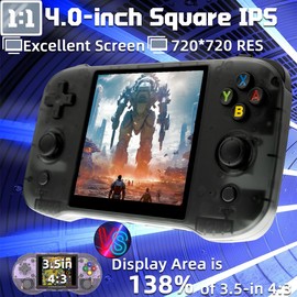 FINGEREVO R46S Handheld Game Console 4.0-in 720 * 720 IPS OCA 1:1 Screen RK3566 Opensource System Black Transparent