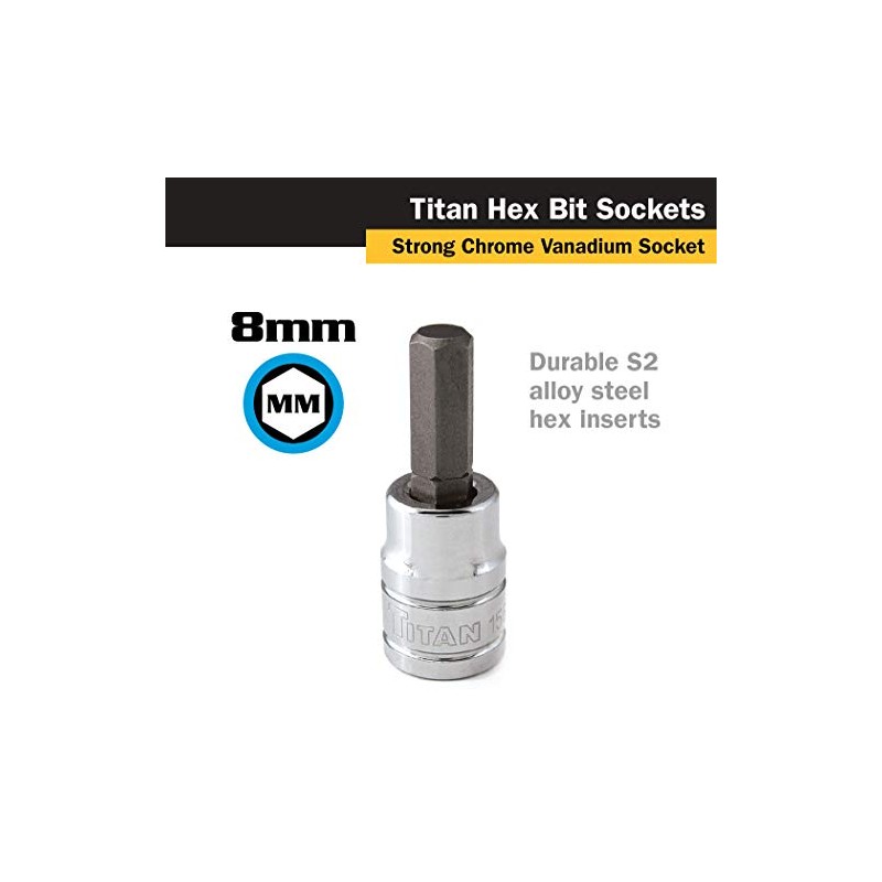 Titan 15608 3/8-Inch Drive x 8mm Hex Bit Socket