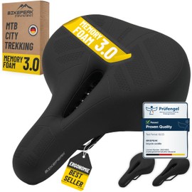 BikePeak - Bike Saddle for City, MTB or Trekking - Comfortable, breathable with Memory Foam, Ergonomic Bicycle Seat (CITY)