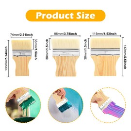 3pcs 3/4/5 Inch Flat Paddle Paint Brush Set, Wide Paint Brush Large Paint Brush, with Poplar Handle Art Paint Brush Wool Paint Brushes Flat Paint Brush, for Acrylic, Oil, Paint