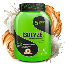 Species Nutrition Isolyze Whey Protein Powder, 100% Whey Isolate for Muscle Building, 27.5g Protein Per Scoop, No Sugar & Low Fat (Vanilla Peanut Butter, 44 Servings)