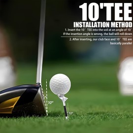 Viiotu 10 Pcs Premium Golf Tees - Durable Plastic Golf Tees Enhance Golf Shot Distance & Precision - 10°Tee Golf Equipment Accessories