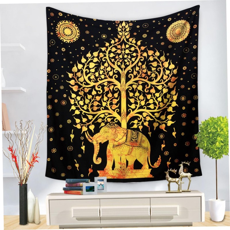 TEHAUX Elephant Tapestry Decoration Carpet Sofa Backdrop Elephant Pattern Tapestry