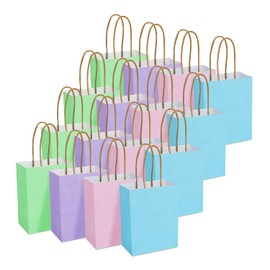 DjinnGlory 60 Pack Tiny Mini Rainbow Assorted Paper Gift Bags with Handles 6.3x4.7x2.75 Inch for Birthday Wedding Baby Shower Party Favors Goodies, Small Boutique Bags, Easter Treat Bags for Kids