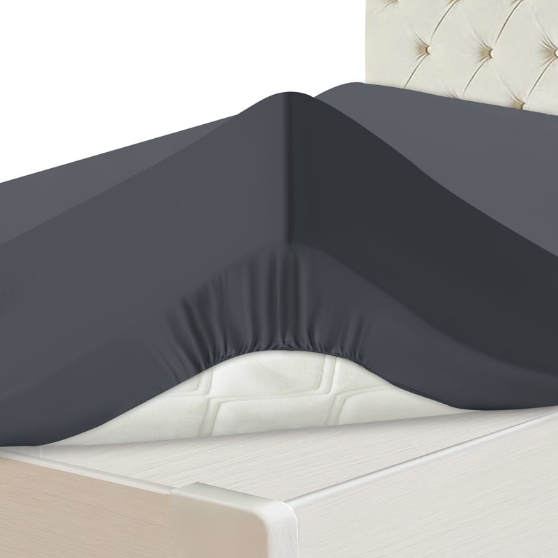 Hafaa Super King Fitted Sheet – Charcoal/Dark Grey Soft Brushed