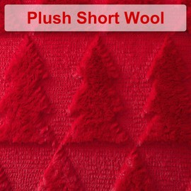 OTOSTAR Set of 2 Xmas Soft Plush Short Wool Velvet Decorative Throw Pillow Covers Square Luxury Style Cushion Case Pillow Shell for Sofa Bedroom Christmas Tree Red, 24x24 Inch