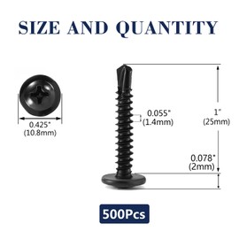#8 x 1 Sheet Metal Screws 500PCS 410 Stainless Steel Truss Head Fast Self Tapping Screws Black Oxide by SG TZH